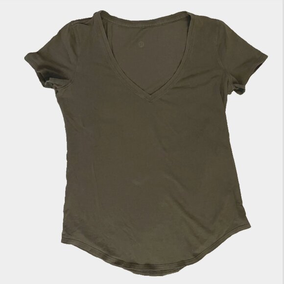 Lululemon Love V-Neck Tee – Dark Olive – Size 6 (Approx.) - Picture 3 of 9